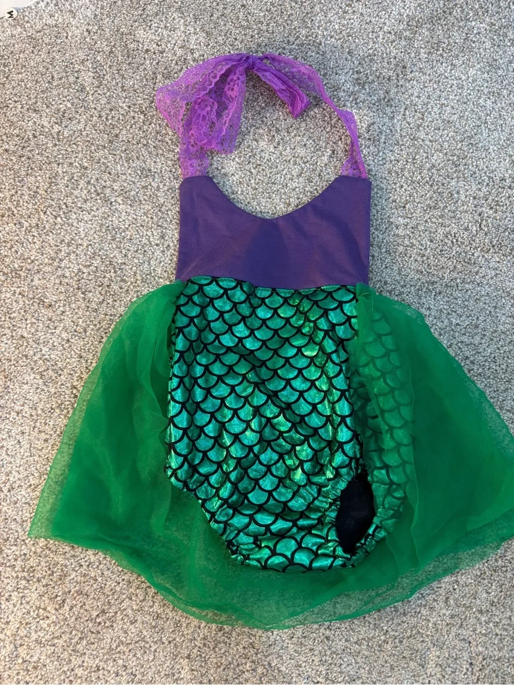 Baby Mermaid Costume Dress with Green Scale Skirt and Purple Top 3-6 months